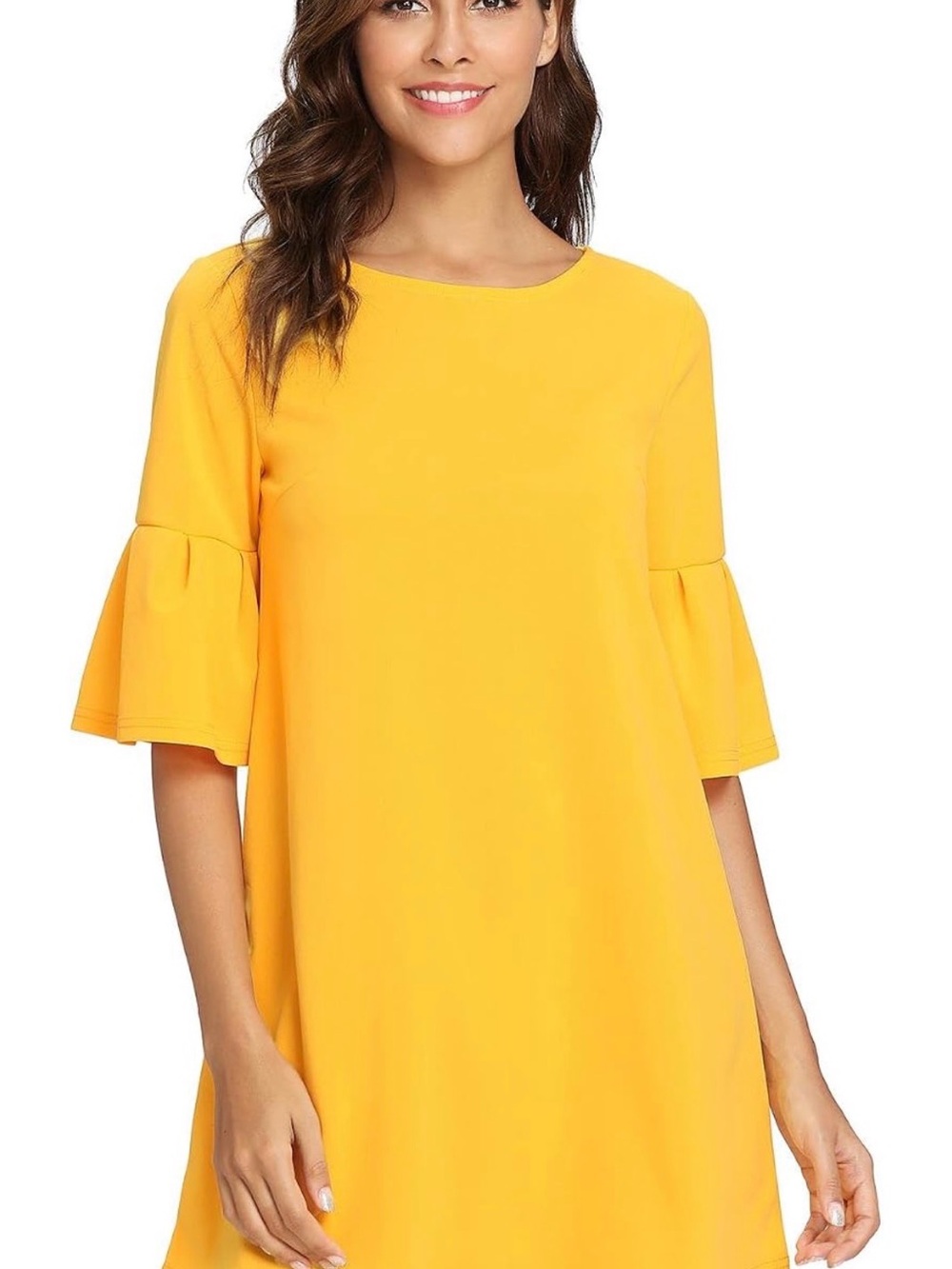 Sunny Yellow Ruffle Sleeve Mini Dress